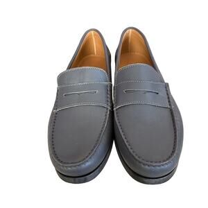 Hugs and Co  Men's Gray Leather Loafers Size 12 Casual Shoes penny loafers
